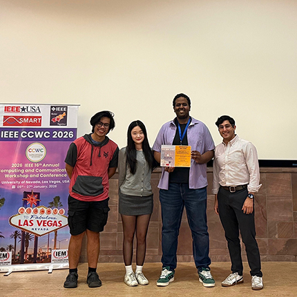 김수빈 학생 IEEE CCWC 우수논문상 수상, UNLV 연구실습 통해 성과